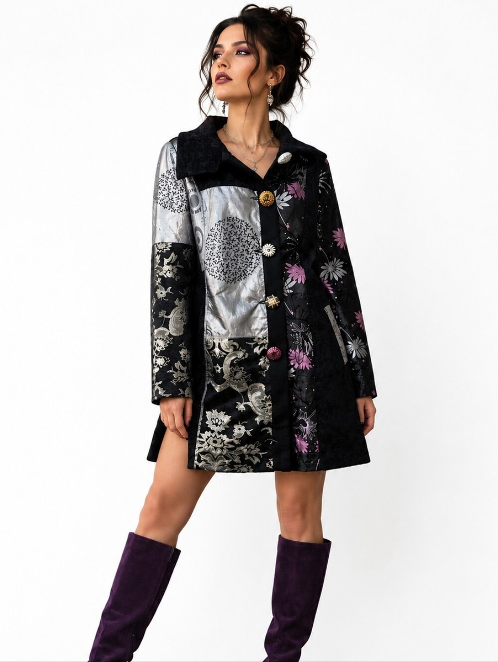 Vintage Dor Dor Couture Patchwork Art-to-Wear Coat | Avant Garde Brocade Velvet